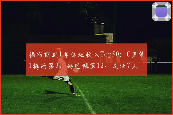 福布斯近1年体坛收入Top50:C罗第1梅西第3,姆巴佩第12,足坛7人